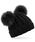 Infant/junior faux fur double pom pom beanie