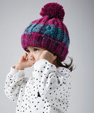 Infant/junior corkscrew pom pom beanie